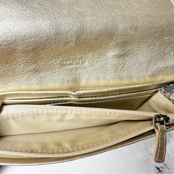 Coach Kristin Leather Embossed Metallic Gold Python Envelope Slim Wallet - Picture 13 of 13